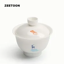 120 мл японский стиль белый из нефрита и фарфора олень Gaiwan Чайник мастер чашка чайница керамический чайный набор кунг-фу Tureen чаша чайный набор