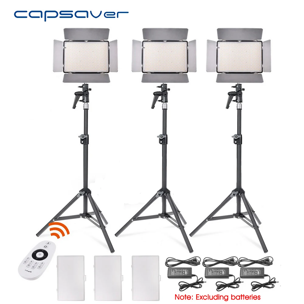

capsaver TL-600AS 3pcs LED Video Light Bi-color Dimmable 3200K-5600K Photography Lighting Photo Camera led Studio Light Panel
