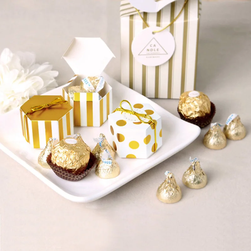 

Gift Box Striped Dots Boite Dragees Bonbonniere Packaging Wedding Favor Boxes For Candy Cake Party Present Chocolate Sweet Bags