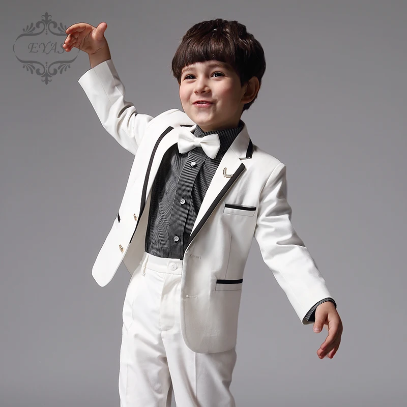 

2017 Eyas kids clothes child clothing set long sleeve suit set white ring bearer formal 4pc with shirt bowtie A5103