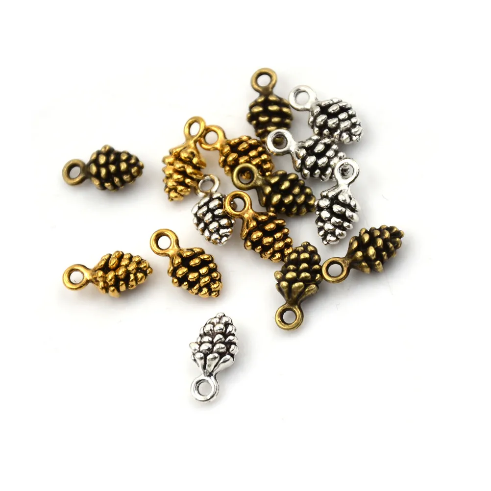 10 шт. античный кулон подходит для винтажного тибетского серебра DIY Подвески Pinecone