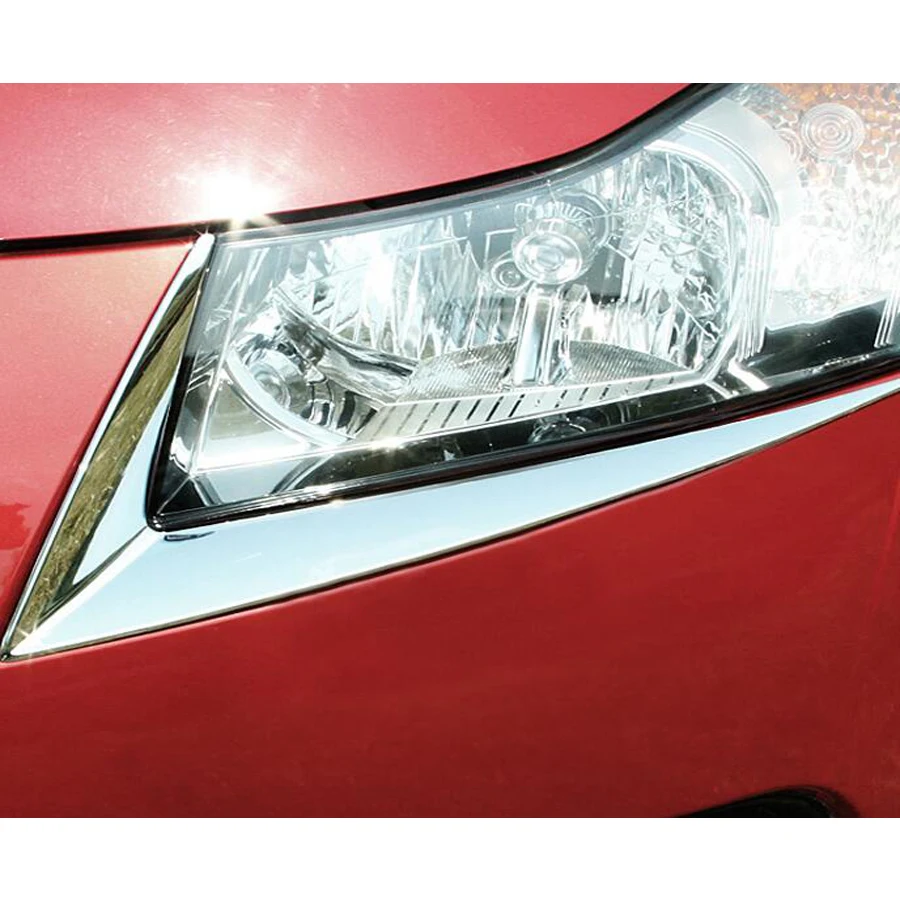 YAQUICKA, 2 шт., автомобильный передний светильник, накладка, Полоска, автомобильные Чехлы, блестки, для бровей, Стайлинг для Chevrolet Cruze 2009-, Хром ABS