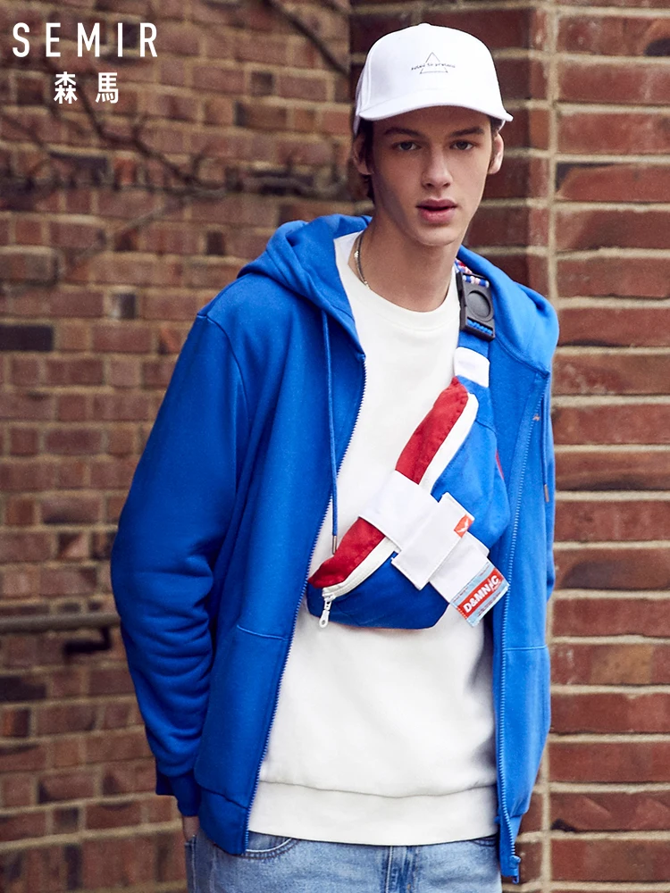 Куртка SEMIR мужская с капюшоном 100% хлопок на молнии вышивкой и карманом | Мужская