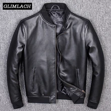 Авиационная короткая куртка-бомбер из натуральной кожи, мужская куртка-пилот из овчины, куртка из натуральной кожи, приталенная куртка большого размера 5XL, пальто Veste Cuir Homme
