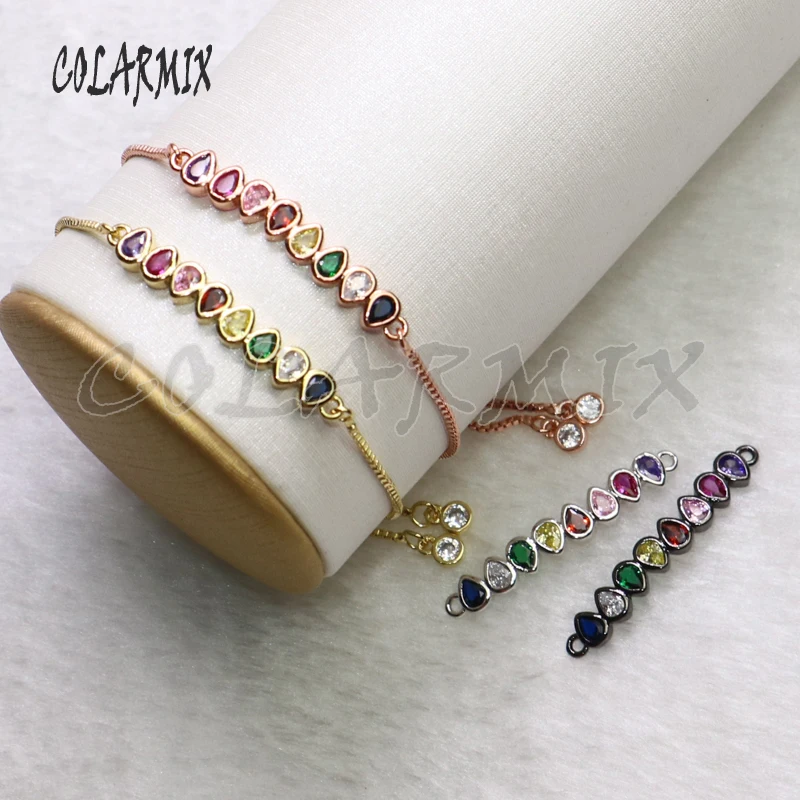

8 Pcs Rainbow colorful zircon Charms Bracelet Mix color long charms jewelry Bracelet elegant jewelry Bracelet gift for lady 9337