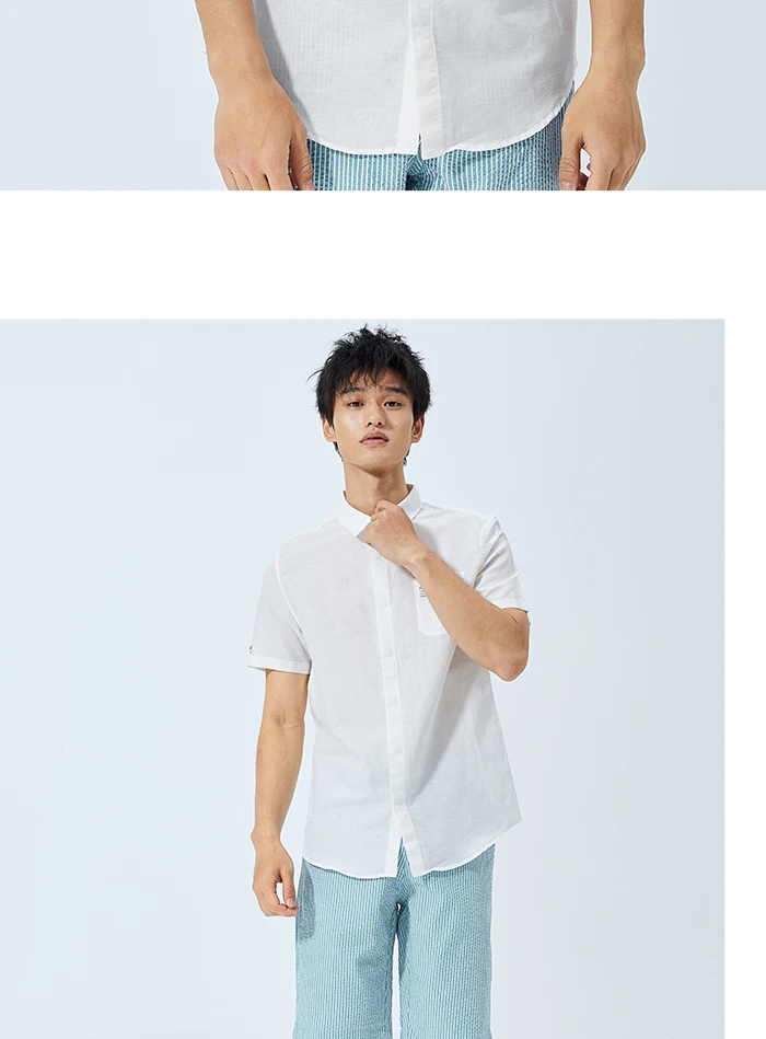 SEMIR рубашка с коротким рукавом мужская летняя новая хлопковая льняная дышащая рубашка HK Стиль Повседневная Молодежная рубашка