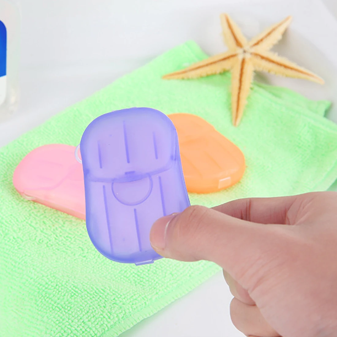 

Fashion NewPortative 20pcs Convenient Mini Soap Slice Washing Hand Travel Mini Soap Slice Sheets Foaming Box Paper