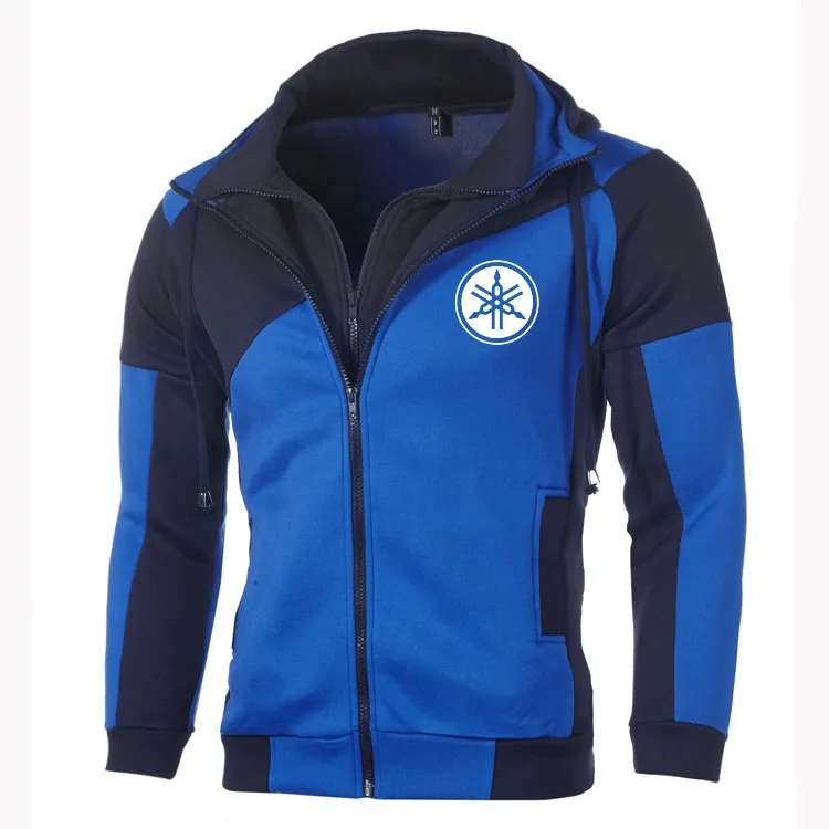 

Fashion Men's motorcycle west coast off-road motorcycle for YAMAHA Personality Color Double Zip Hooded Cardigan Slim
