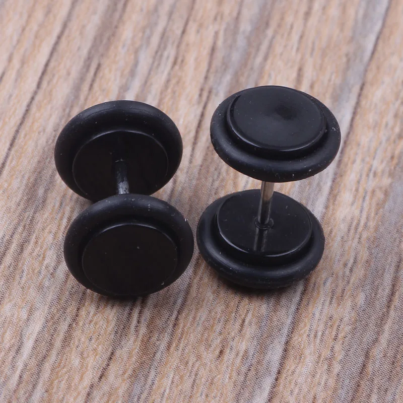 Hot Round Earring Fake Ear Plug Stud Black White Acrylic 8MM Taper Cheater Expander with O ring Body Piercing