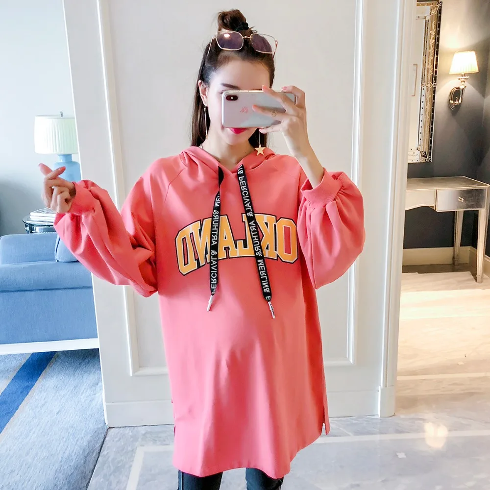 

Pregnant women sweater autumn 2018 new letter long-sleeved shirt Korean version of the hoodie loose wild out maternity dress