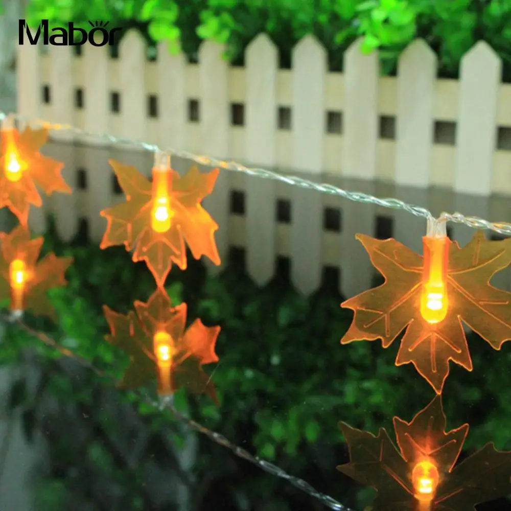 

4.6m 30LED Light String Manual Switch EU Plug Maple Leaves Warm White LED AC Decoration Christmas Decor Wedding Event Garland Le