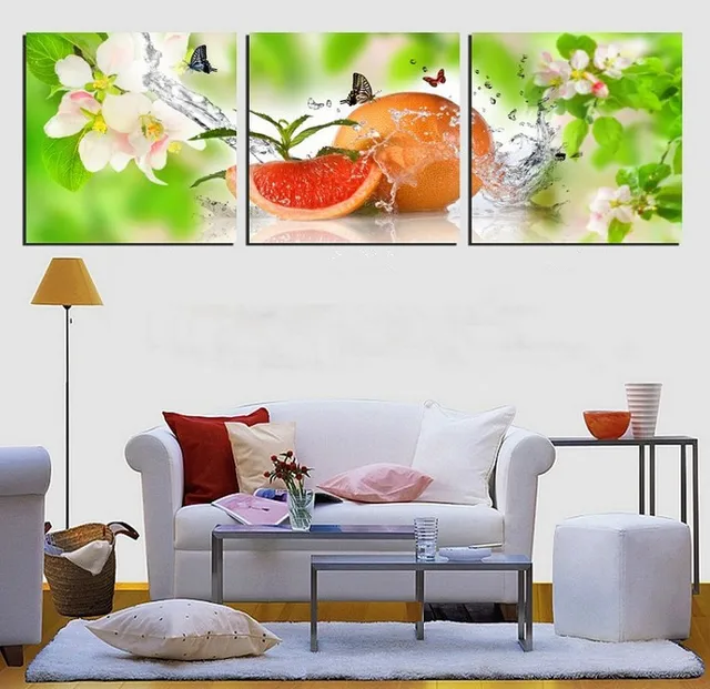 Pinturas de pared modulares 3 unids fruta pintura moderna sobre lienzo