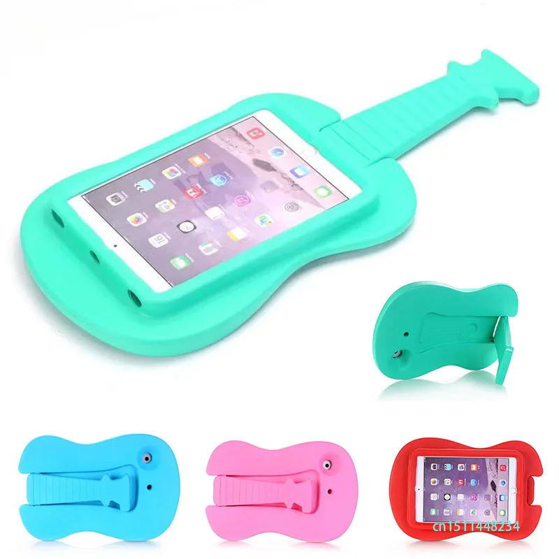 

For iPad mini 1 2 3 4 Children fashion Cartoon guitar model Shockproof Silicone Case Cover for ipad mini 7.9" Tablet Boys, girls