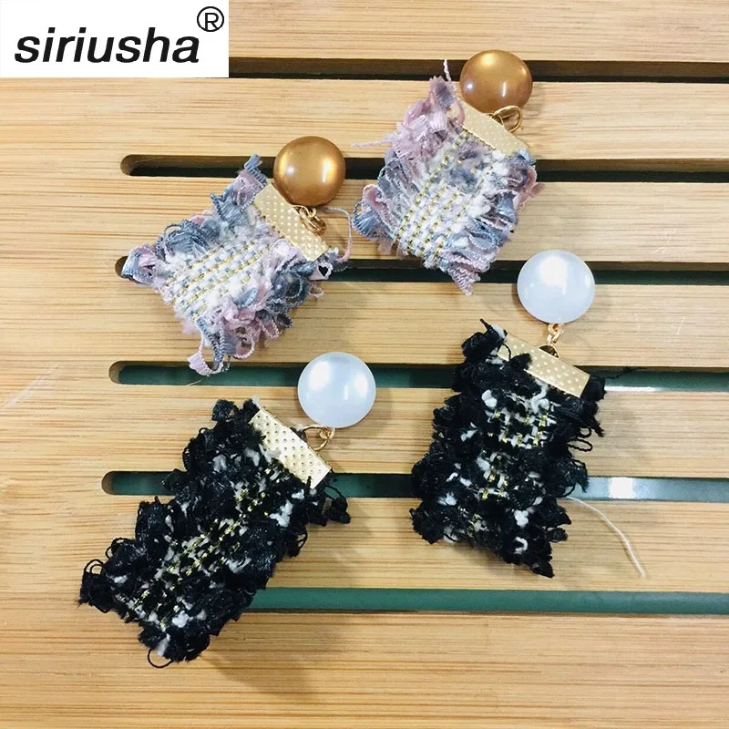 

New trend cloth band earrings Fashion wild beauty girl long earrings simple personality sweet ear jewelry wholesale Y871