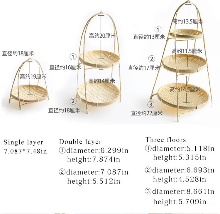 Бамбуковые плетеные соломенные корзины, стойка из ярусов, плетеные фруктовые хлебные контейнеры для хранения продуктов, кухонные декоративные круглые тарелки, подставка, контейнер для упаковки