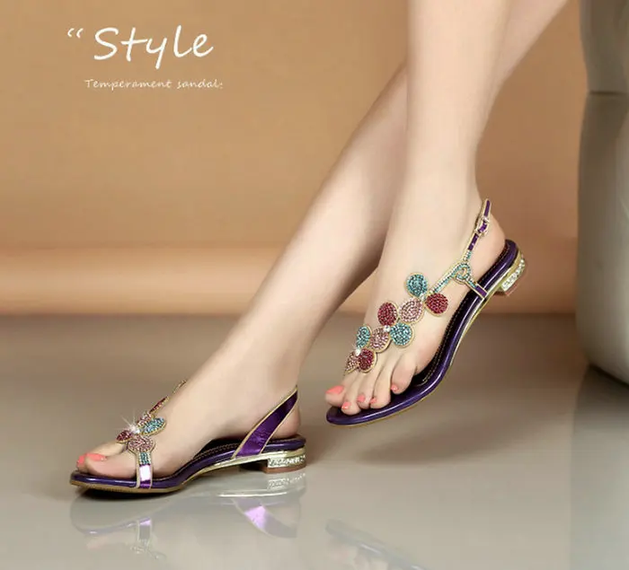 

2019 Fashion Luxury Women Girls Flats Sandals leather shoes Summer Rhinestone Sandals Children Kids shoes