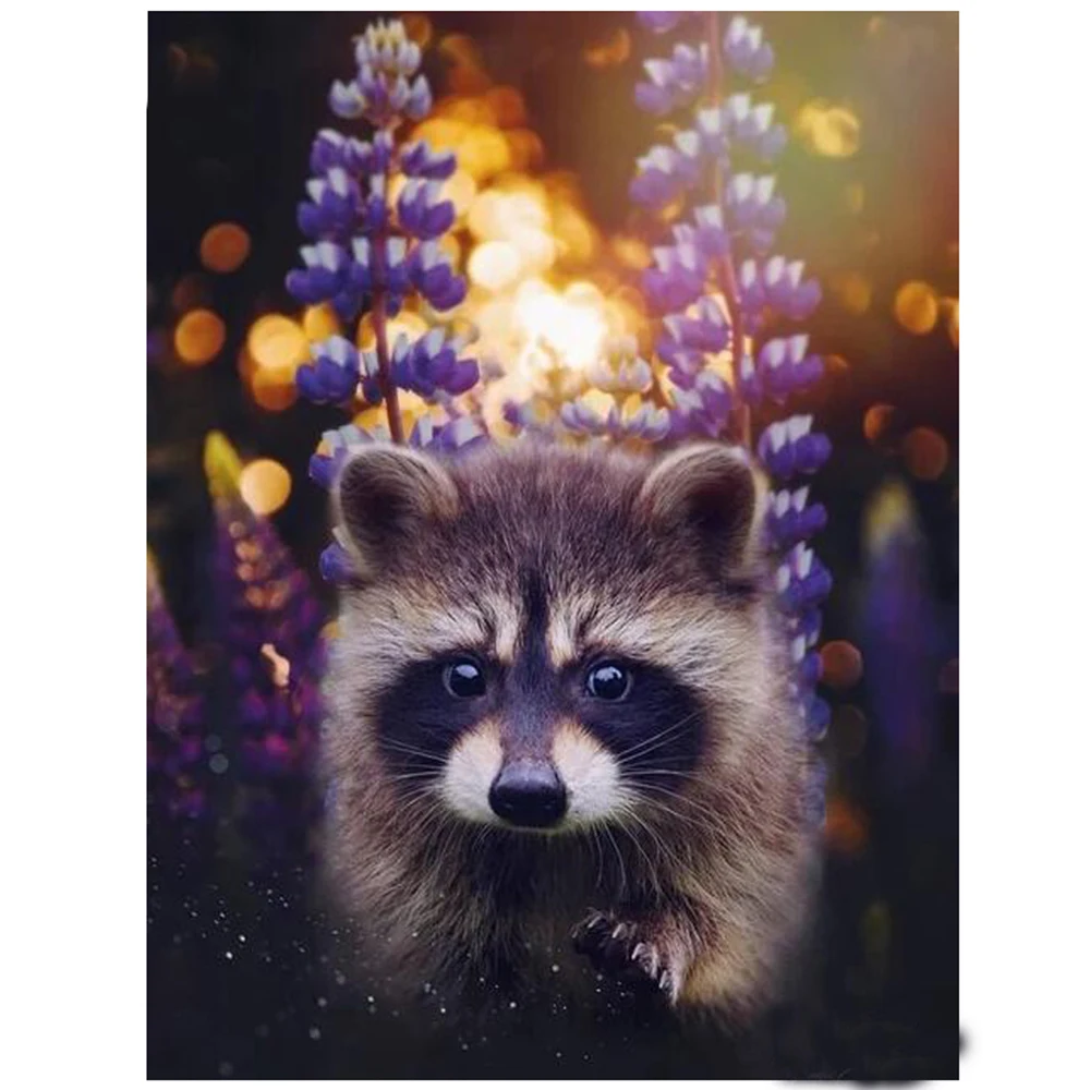 full-square-round-drill-diamond-embroidery-raccoon-flower-picture-5d-diamond-painting-cross-stitch-diamond-mosaic