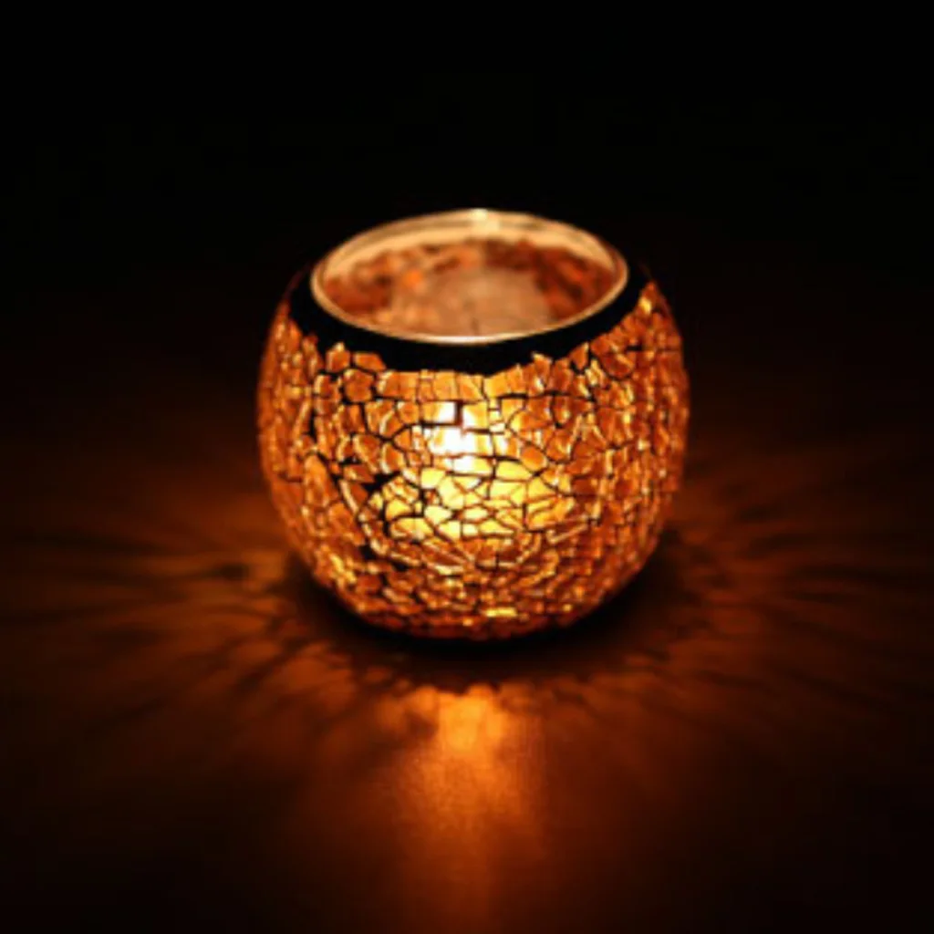 Mosaic Glass Votive Candle Tea Light Candelabra Candlestick Mood Light Lamp Shade Scented Candleholder Festive Decor 5-set