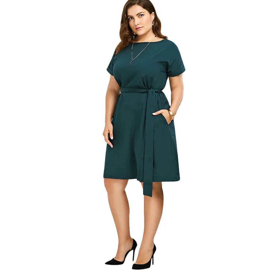 2018 новое летнее платье плюс размер L 6XL Vestidos модное красное синее зеленое