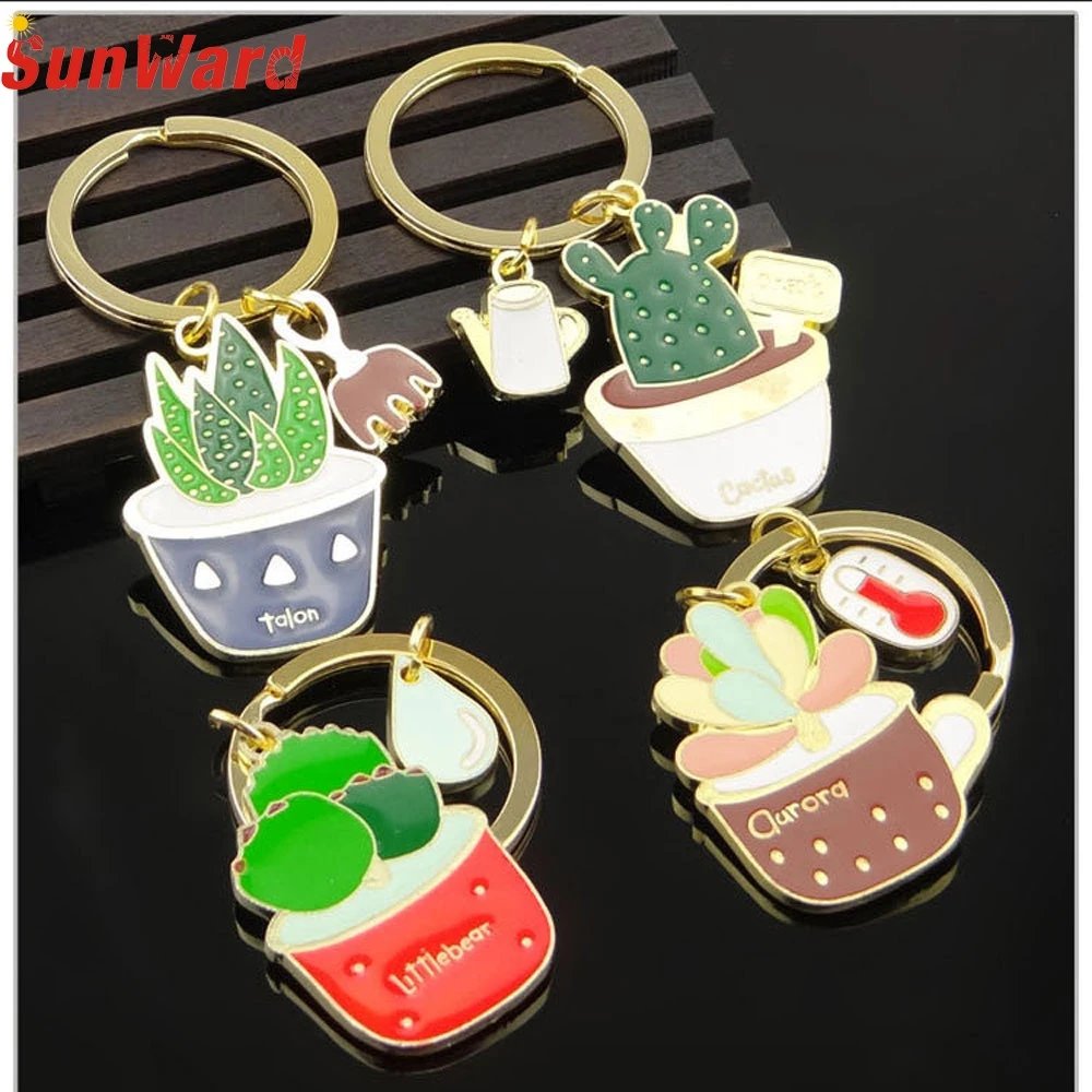 

OTOKY Hot Sale 1PC Fleshy Drops Glue Cactus Keychain Creative Simulation Potted Plants Key Chains For Gift Mar19