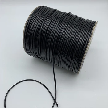 0.5mm 0.8mm 1mm 1.5mm 2mm Black Waxed Cotton Cord Waxed Thread Cord String Strap Necklace Rope For Jewelry Making 1