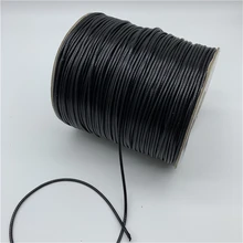 Cordão de algodão encerado, cordão de fio preto encerado para colar, 0.5mm 0.8mm 1mm 1.5mm 2mm corda para fazer jóias