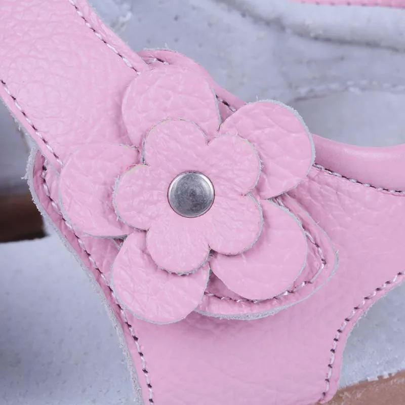 Kids Sandals Summer Genuine Leather Children Sandals for Girls Flower Girls Princess Shoes Breathable Baby