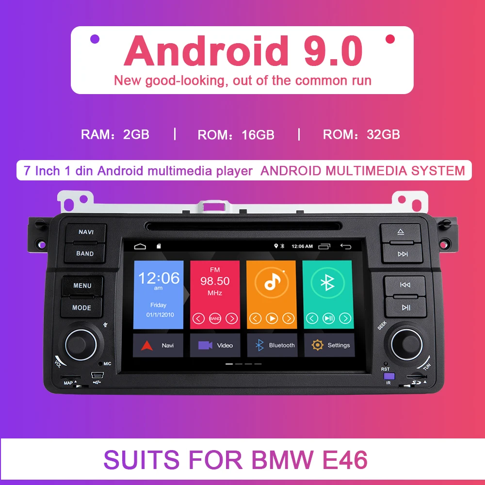 Sale Xonrich 1 Din Android 9.0 Car DVD Player For BMW E46 M3 Rover 75 Coupe Navigation Radio GPS Multimedia 318/320/325/330/335 Audio 3