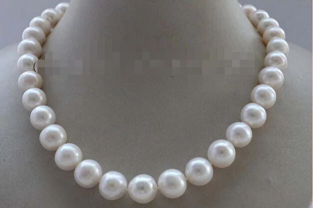 

hot sale FREE SHIPPING 18" Genuine Natural 12-14mm White Round Pearl Necklace 925silver clasp #f2131!