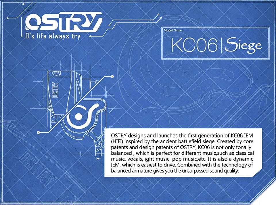 OSTRY KC06 HiFi наушники-вкладыши, высокая производительность, наушники без потерь, металлические стерео наушники с шумом