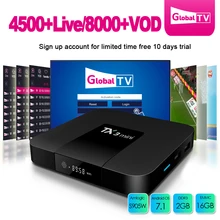 TX3 Мини ТВ приставка на базе Android Box 2G 16G с IPTV подписка Европа французский IT DE UK испанские каналы и VOD Wifi H.265 1080P HDR