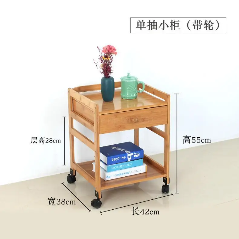 Бамбуковый прикроватный шкаф на колесиках для спальни, простой маленький шкаф, съемный шкаф для хранения, экономичный шкаф для хранения - Цвет: ml4
