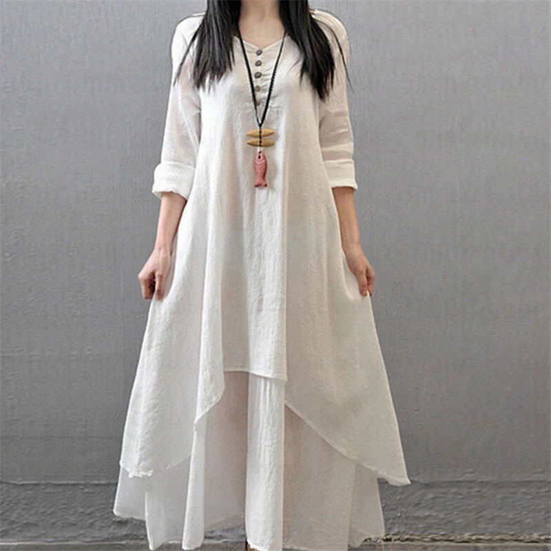 plus size linen long dresses