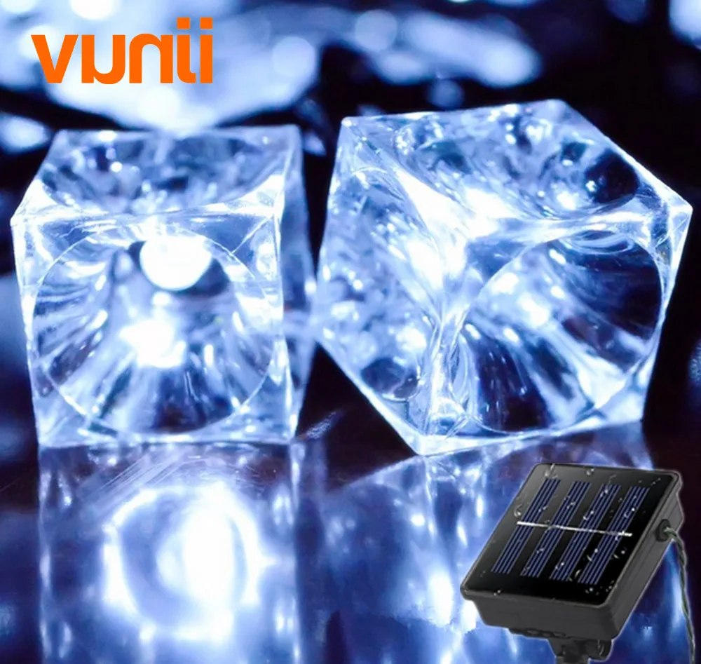 6.5M 30 LED Ice Cubes Solar Powered String Lights LED Fairy Light for
