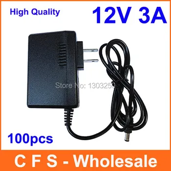 

AC DC 12V 3A Power supply Adapter 5.5mm x 2.1mm Fedex / DHL Free shipping 100pcs High Quality New