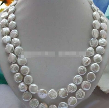 

yan 836 45" 15MM WHITE COIN FRESHWATER CULTURED PEARL NECKLACE