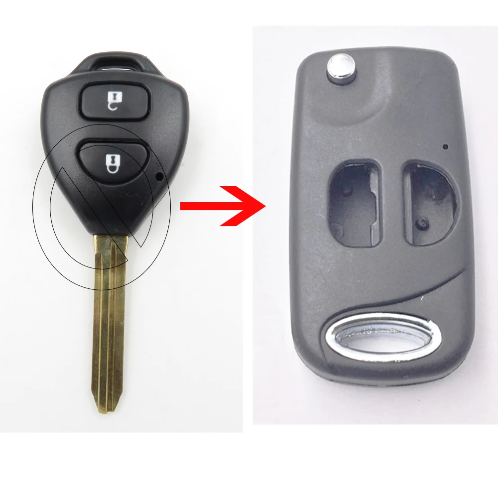 Modified Flip Remote Key Shell Fob Case Fit For Toyota Corolla Toy43 2 Buttons Car Blank Cover Uncut Blade NO Logo