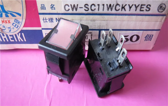 Япония Импорт CW-SC11 клавишный выключатель питания 4pin одно-лезвие переключатель с лампой верхний Кулисный рычаг переключатель 6A250V