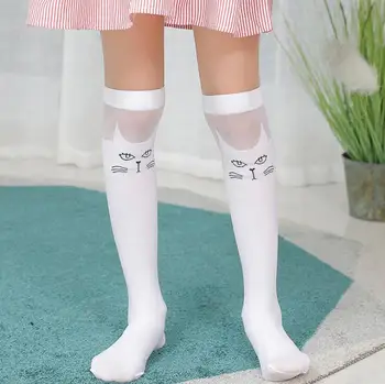 

wholesale 20pairs summer children's girls Stockings girl thin Knee Stocking 42cm 3-12years five star cat stripe 19kinds TZ05