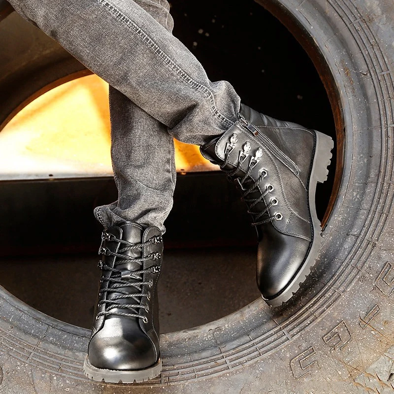 Marca Masculinos Do De Casual Tático Couro Inverno Luxo Moda Genuíno Da Homens 2018 Top Preto Sapatos As Militares Mycolen Dos Botas SZvwT