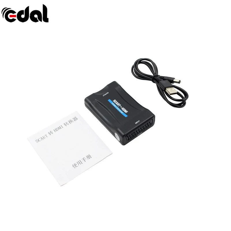  Convertitore SCART a HDMI 1080 p Video Audio Converter EU/UK Spina Per Smartphone HD TV DVD