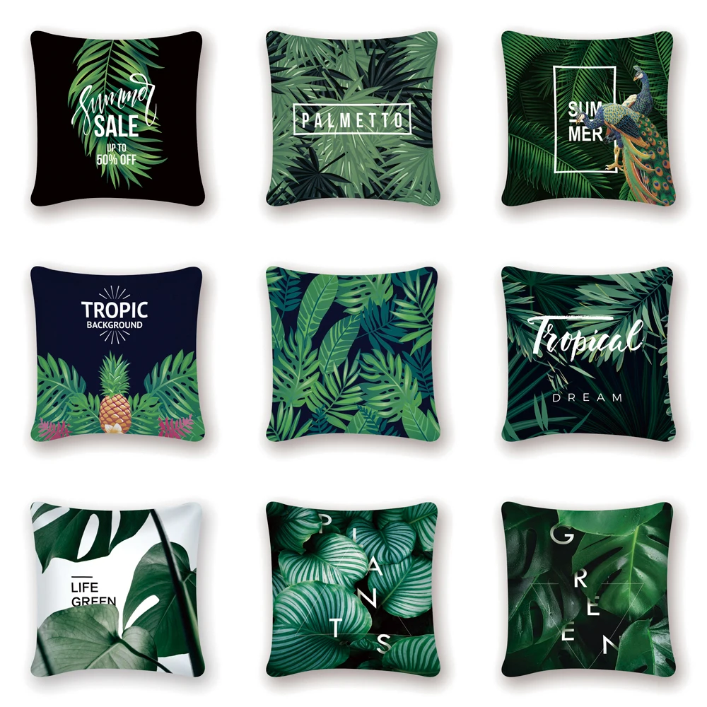 septiembre rosado profundo Tropical Pineapple Monstera Summer Cushion Cover 45*45cm Polyester Throw  Pillows Sofa Home Decoration Cojines Tropicales - Cushion Cover - AliExpress