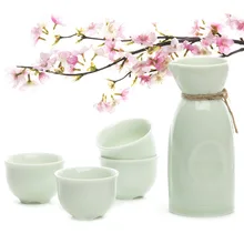 Ankoow 4 чашки для Саке+ горшок Janpanese Ceramics Sake ручной работы керамика сервиз для Саке винный горшок Саке винный термос набор