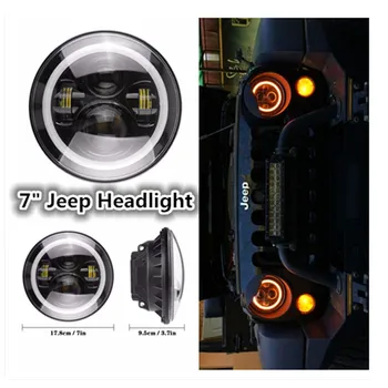 

7" Round LED Headlight 7 inch LED Projector Headlamp Universal Vehicle H4 H13 Hi/Lo Driving light for Jeep Wrangler CJ TJ JK