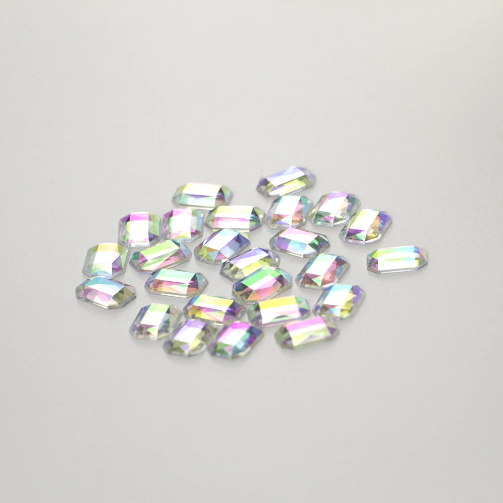 20 шт Кристальные блестящие 3D Стразы для дизайна ногтей AB красочные акриловые прямоугольные