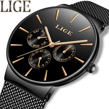 

LIGE Fashion Simple Mens Watches Top Brand Luxury Business Mesh belt Quartz Watch Men Clock Male Sports Watch Relogio Masculino