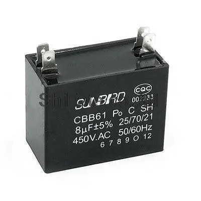CBB61 8 мкФ 5% 450V AC полипропиленовая пленка 4-контактный конденсатор двигателя |