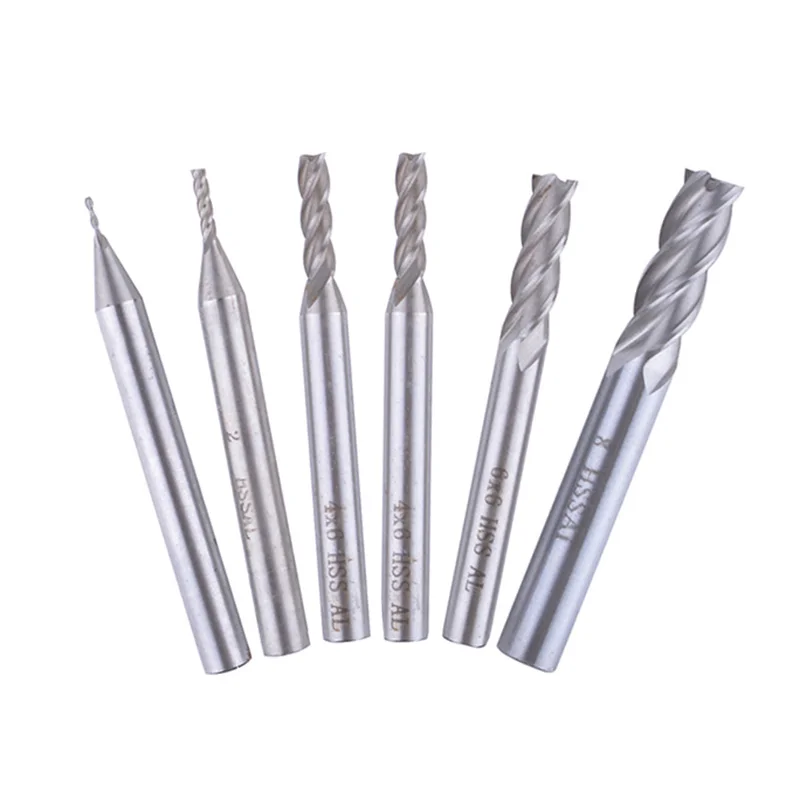 6 Pieces/Set CNC 4 Flutes Blades 1mm 8mm Milling Cutter CNC Router