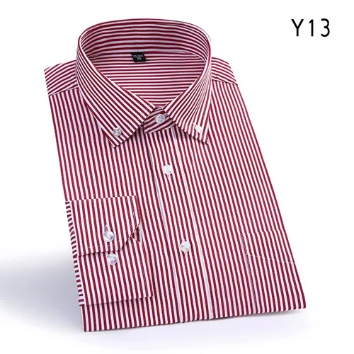 Новинка, мужская рубашка в клетку, высокое качество, хлопок, на пуговицах, с воротником, с длинным рукавом, Мужская одежда, рубашки, Повседневная деловая рубашка - Цвет: Y13