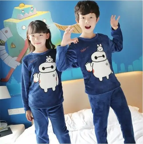 

2018 Kids Boy Girl Sleepwear New Pajamas Set Baby Girls Boys Flannel Winter Thicken Cartoon Kids Pyjamas Children Pajamas Sets
